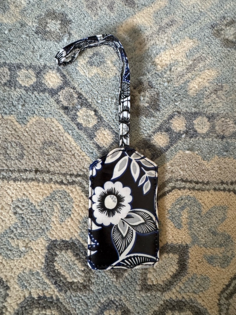 Vera Bradley Black, Blue and White Floral Luggage Tag